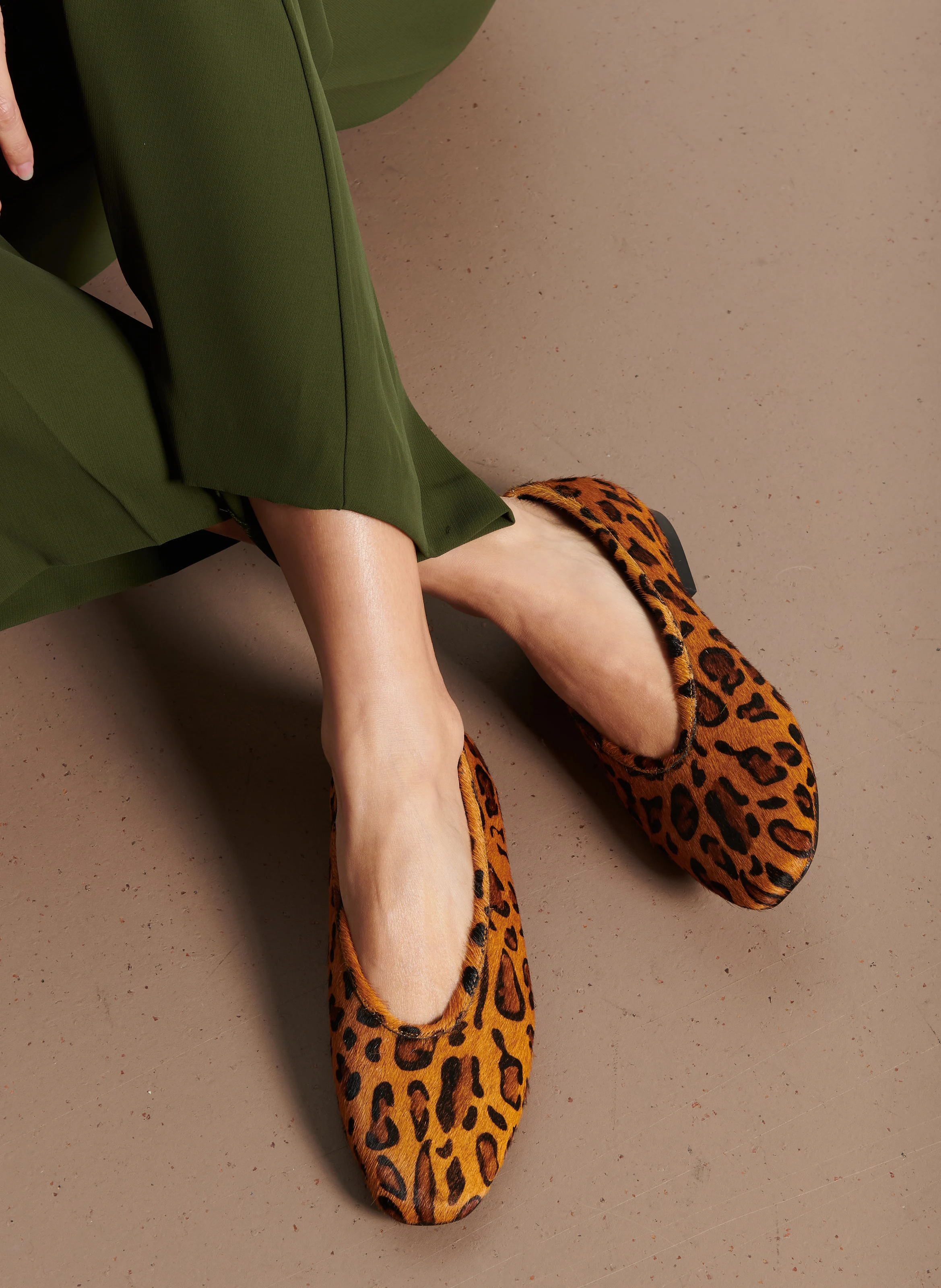 CORALIE - Ballerines en cuir imprimé léopard | Multicolore