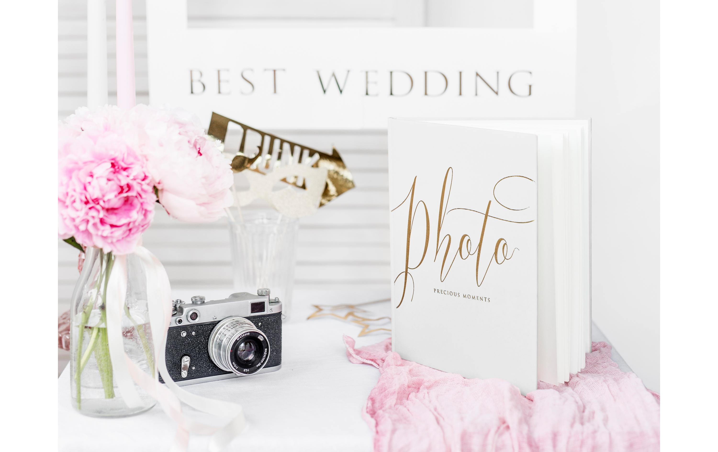 Fotoalbum Precious moments 20 x 24.5 cm, Weiss/GoldFotobuch für die schönsten Erinnerungen an die Hochzeit, das Brautpaar, die Gäste und die Feier