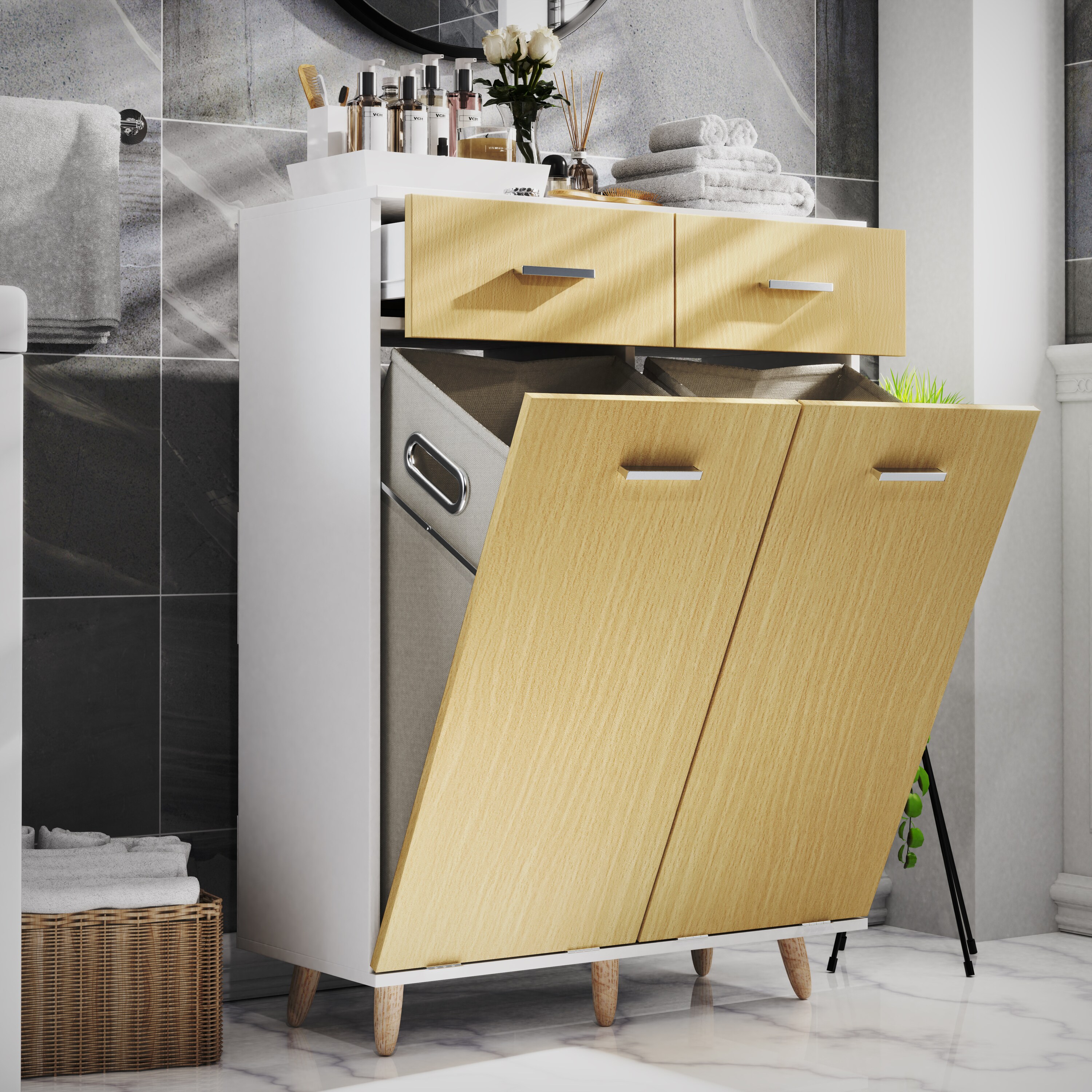 VCM Stoff Wäscheschrank Wäschetruhe Wäschebox Wäschekorb Stoffbox Wäsche Landos L