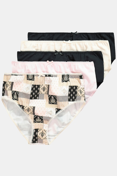 Midislips, 5er-Pack, Mustermix/uni