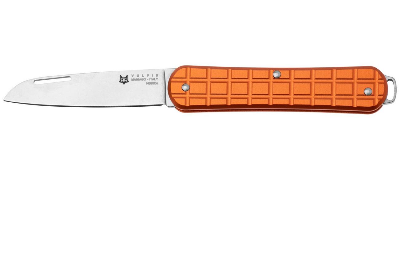 Fox Vulpis FX-VPGP130-OR Polished N690Co, Grenade Pattern Orange Aluminium, zakmes