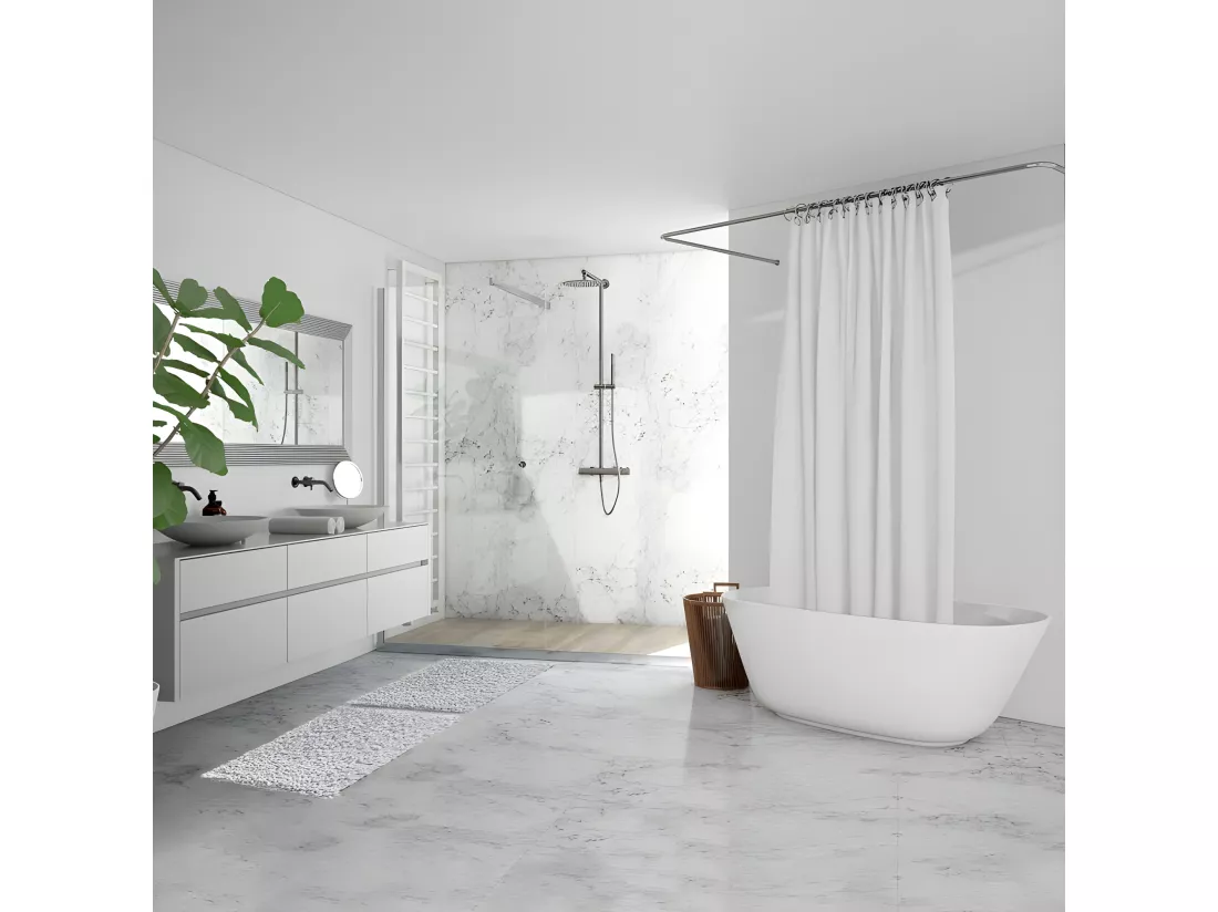 Lot 2 tapis de salle de bain 40 x 60 cm en coton blanc - NAPOLEON