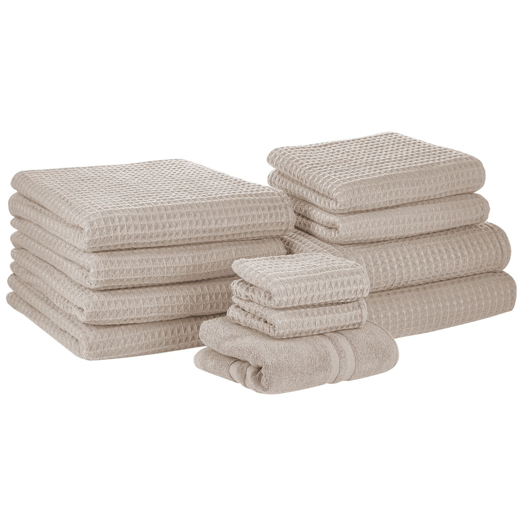 Beliani - AREORA - Handdoek set van 11 - Beige - Katoen