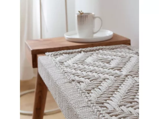 Banc en bois de manguier tissage Bertille
