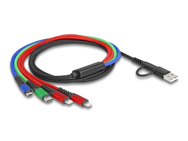 Delock USB-Ladekabel USB A/USB C - 2x Lightning/Micro-USB B Delock USB Ladekabel 4 in 1 USB Typ-A   USB-C zu 2 x Lightning / Micro USB / USB Type-C 1.20 m