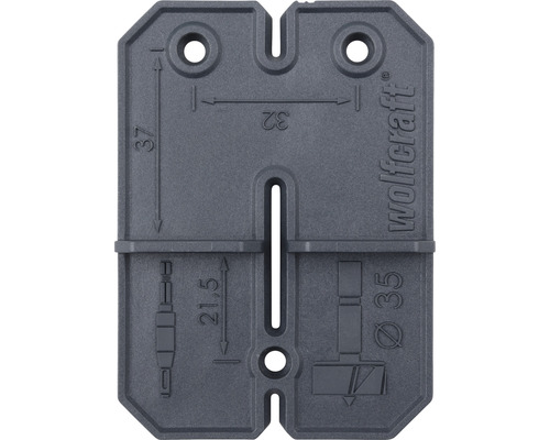 Scharniergatenset, 5-delig. Inclusief 2 boorsjablonen, 1 Forstnerboor Ø 35 mm, 1 centreerboor Ø 2,5 mm en 1 houtspiraalboor Ø 5 mm.