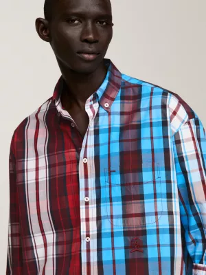 Camisa xadrez clássica bi-gênero Crest Half And Half Fit
