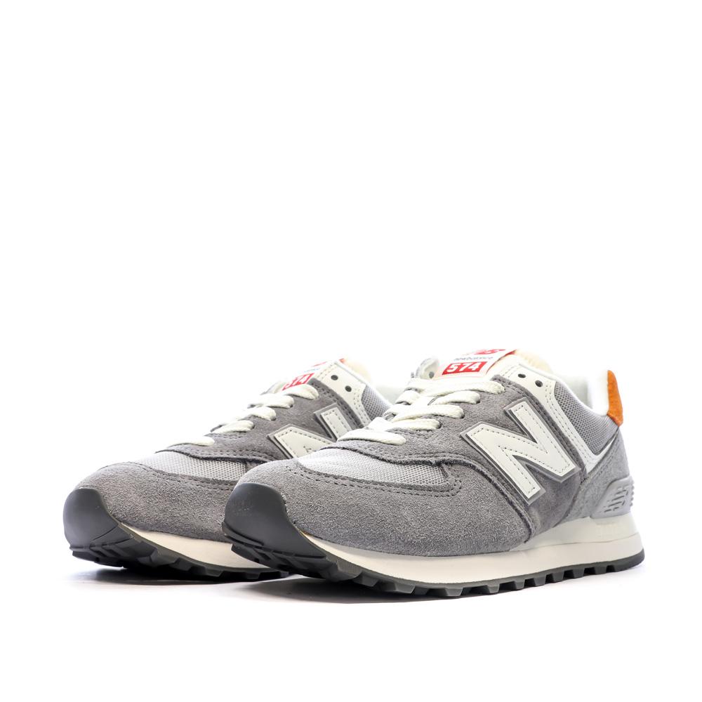New Balance ML574 Baskets Gris/Orange Garçon New Balance