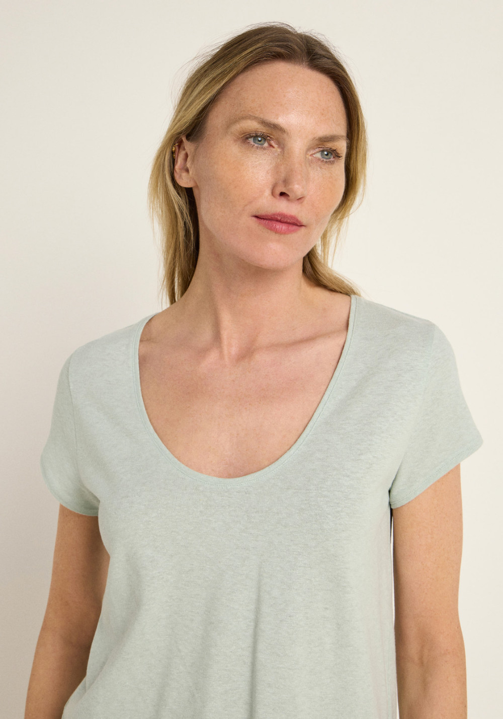 Lanius Shirt mit tiefem Ausschnitt Aqua Grey