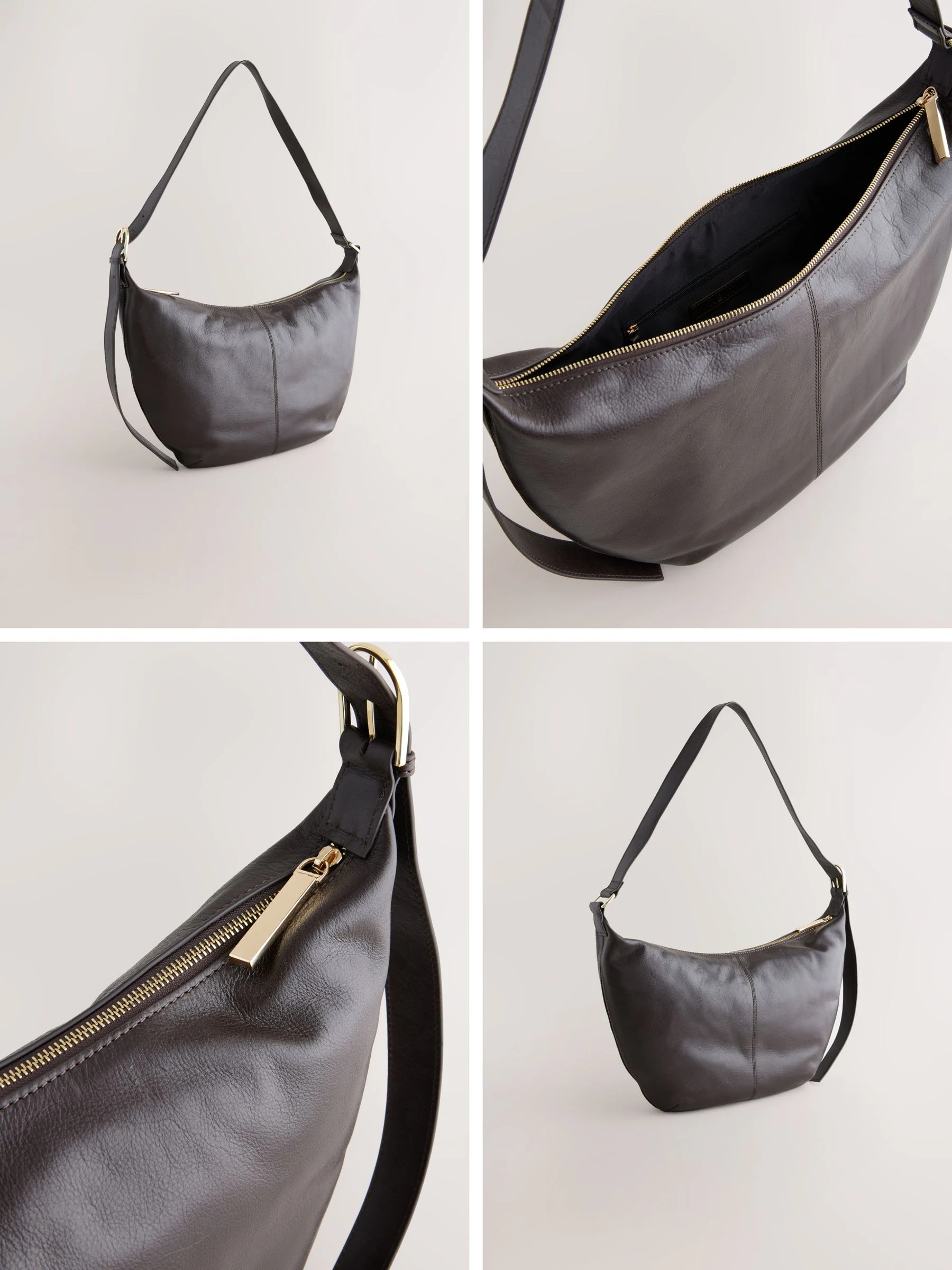 Chocoladebruin - N. Premium leren tas met hielbandje