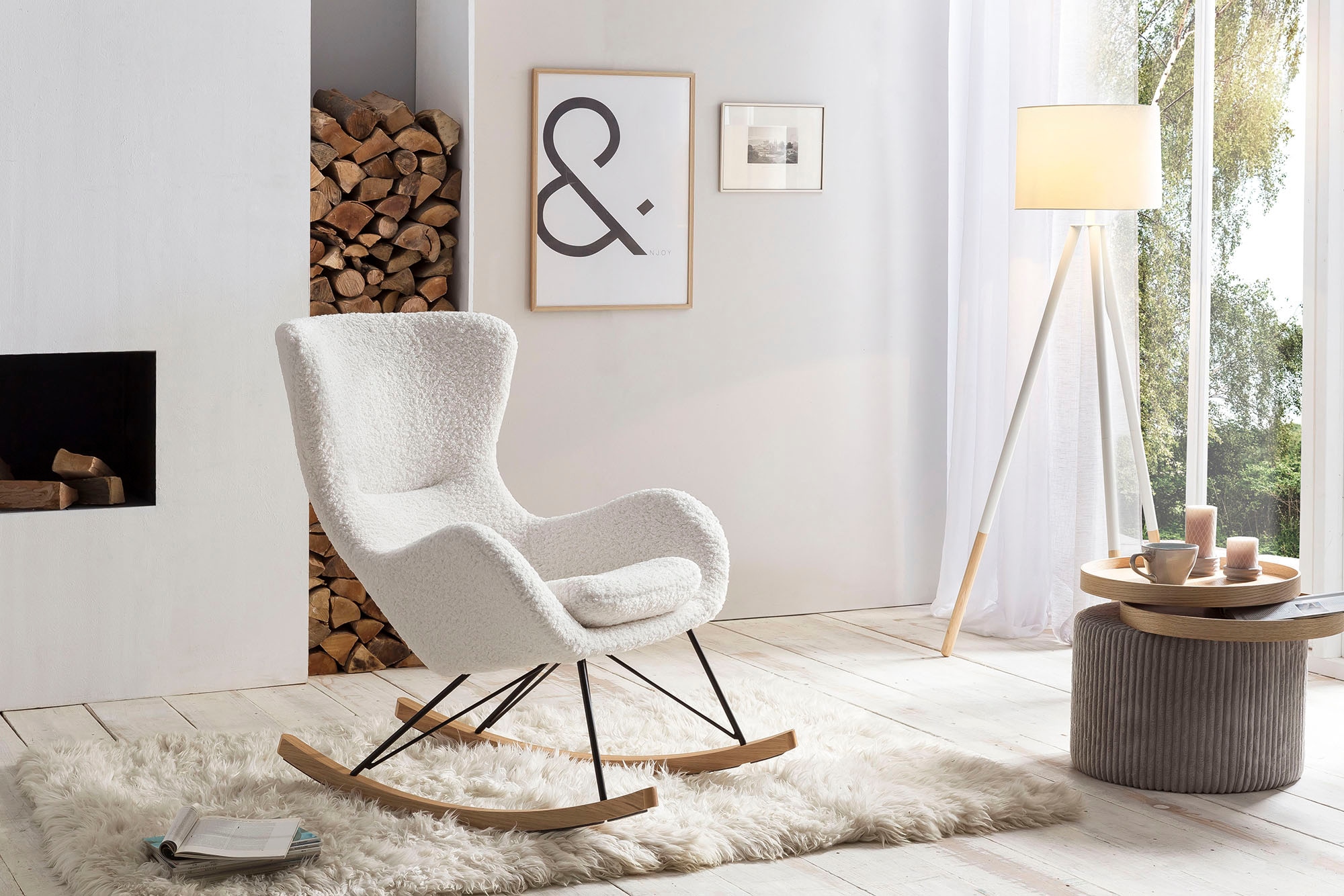 SalesFever Beistelltisch »Coffeetable in minimalistischer Optik« Bewegliche Tabletts trifft modernen Cordbezug