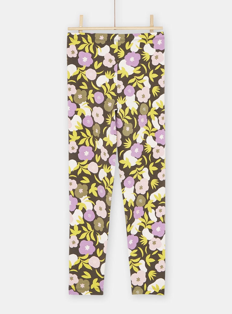 Legging kaki à imprimé fleuri fille