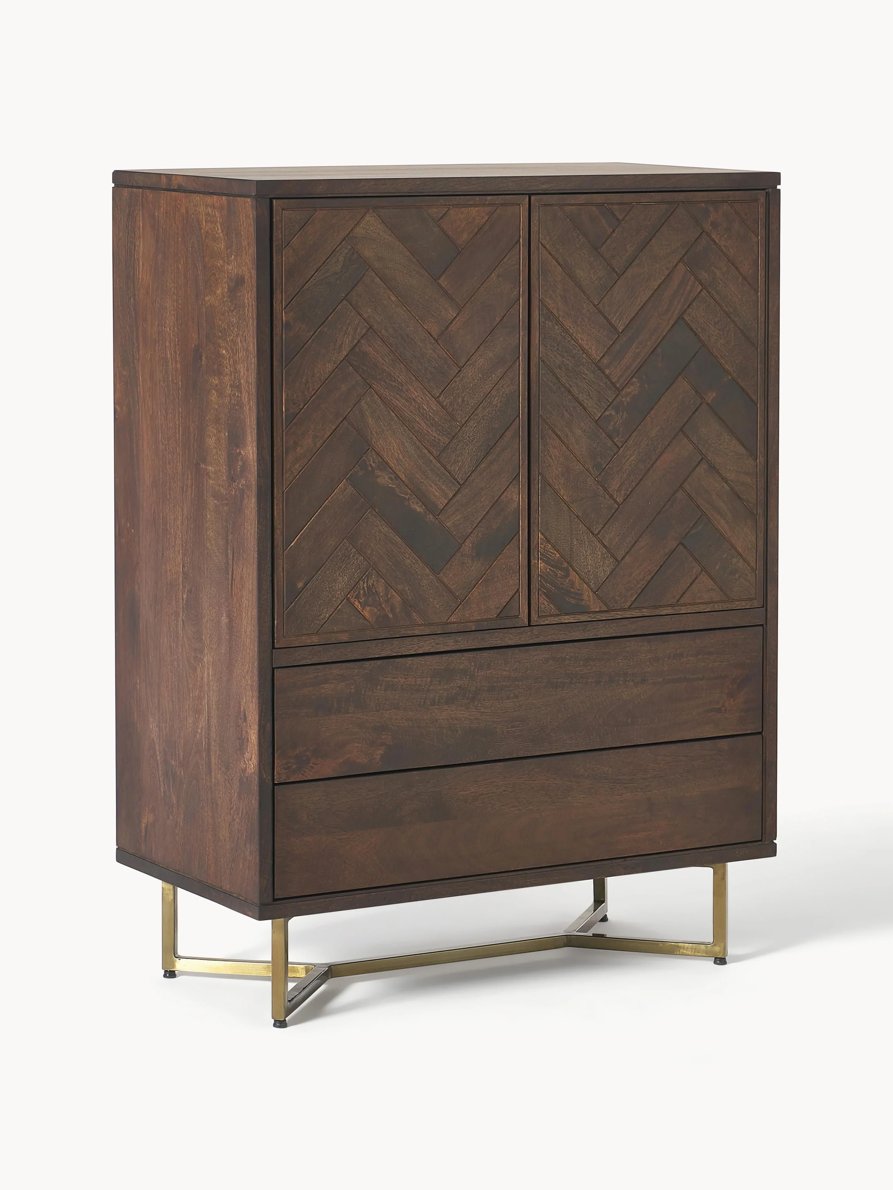 Highboard Luca van mangohout met visgraatmotief