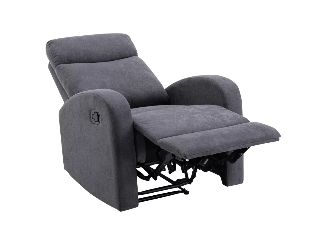 Canapé 3 places et fauteuil relax en tissu gris EVELYN