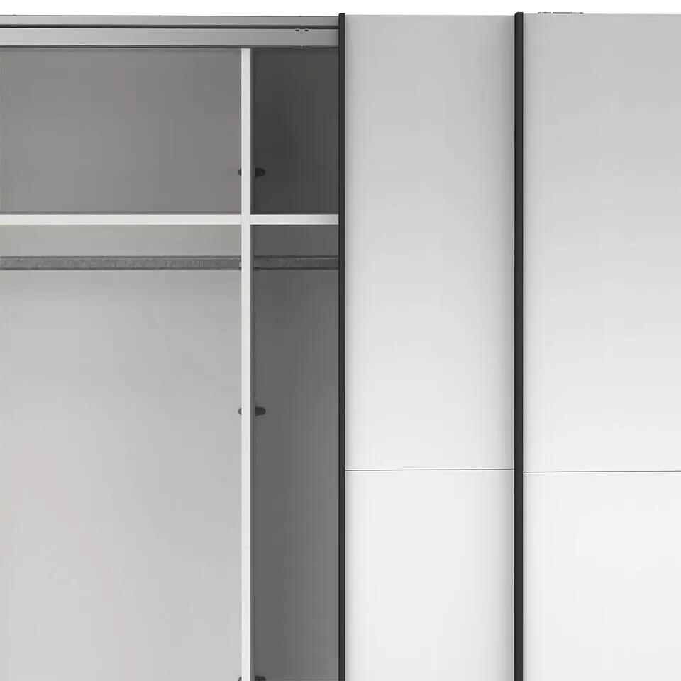Hioshop Como schuifdeurkast 2 deuren met spiegel 245x220cm mat grijs
