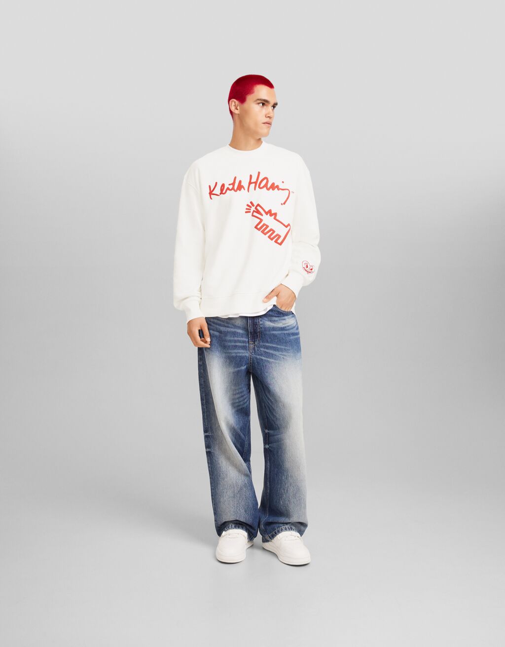 Moletom estampado de gola redonda Keith Haring