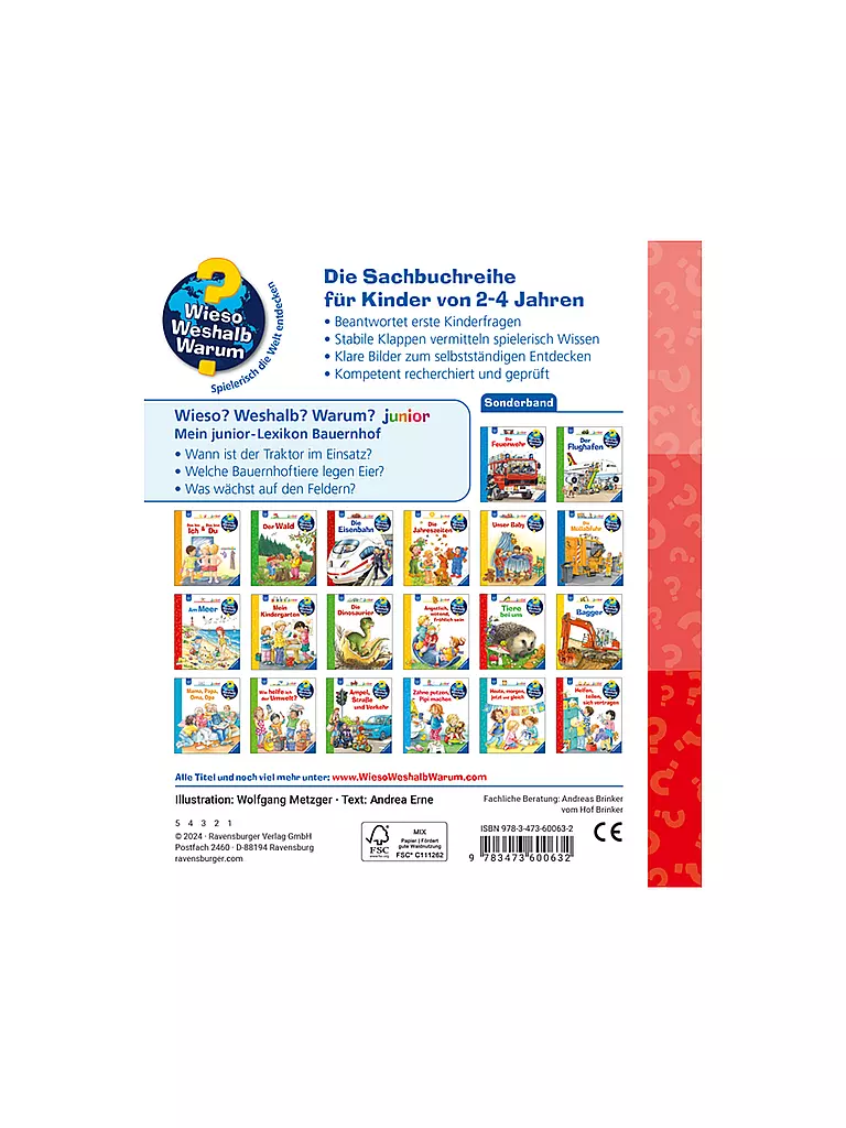RAVENSBURGER Buch - Wieso Weshalb Warum -  junior : Bauernhof keine Farbe