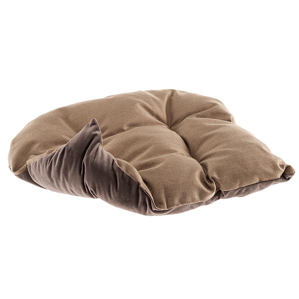 Couchage rembourré lit pour chiens et chats harris 50 lavable, avec coussin, tweed et velours, marron