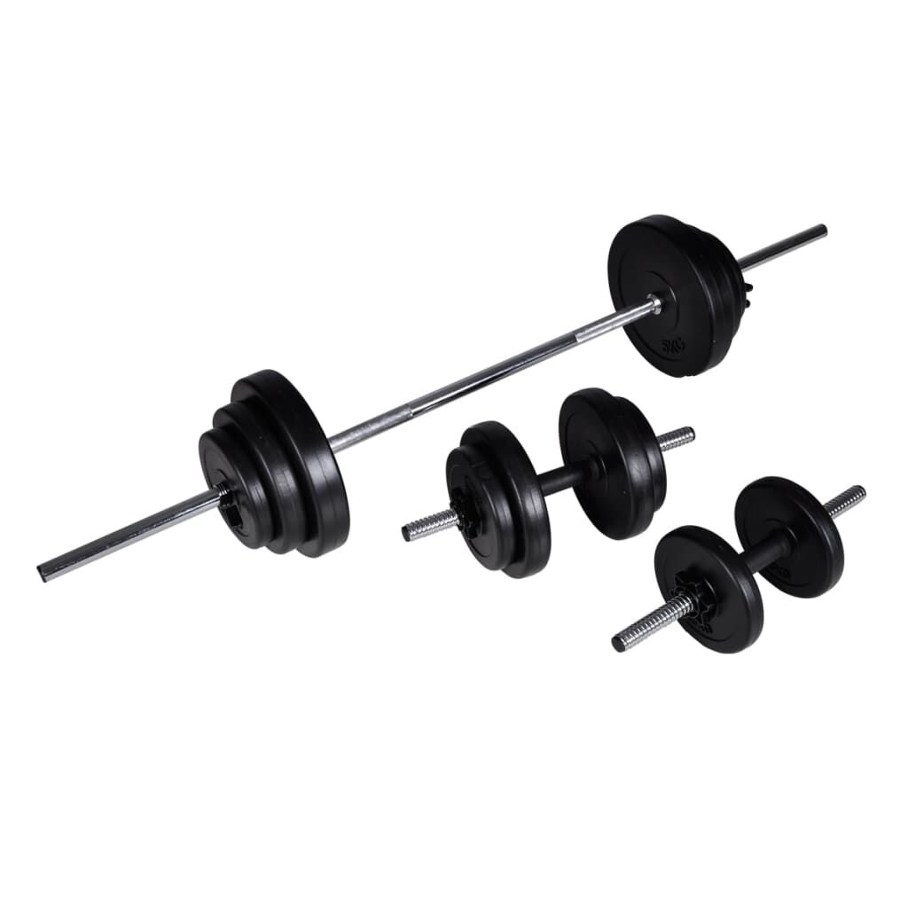vidaXL Halterstang en twee dumbbells set, 30,5 kg