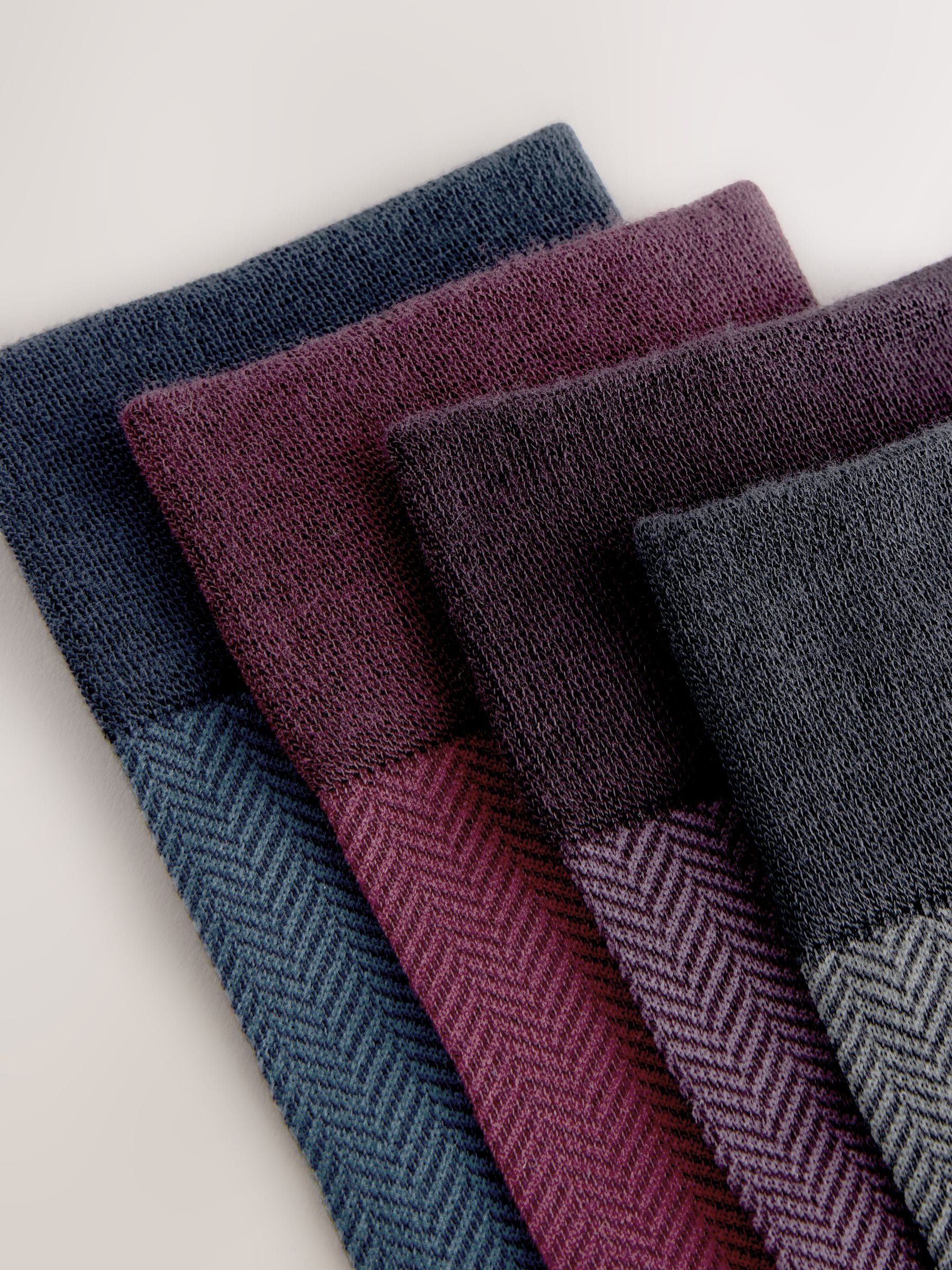 Rood/groen/blauw met visgraatmotief - Modal Signature sokken 4 paar
