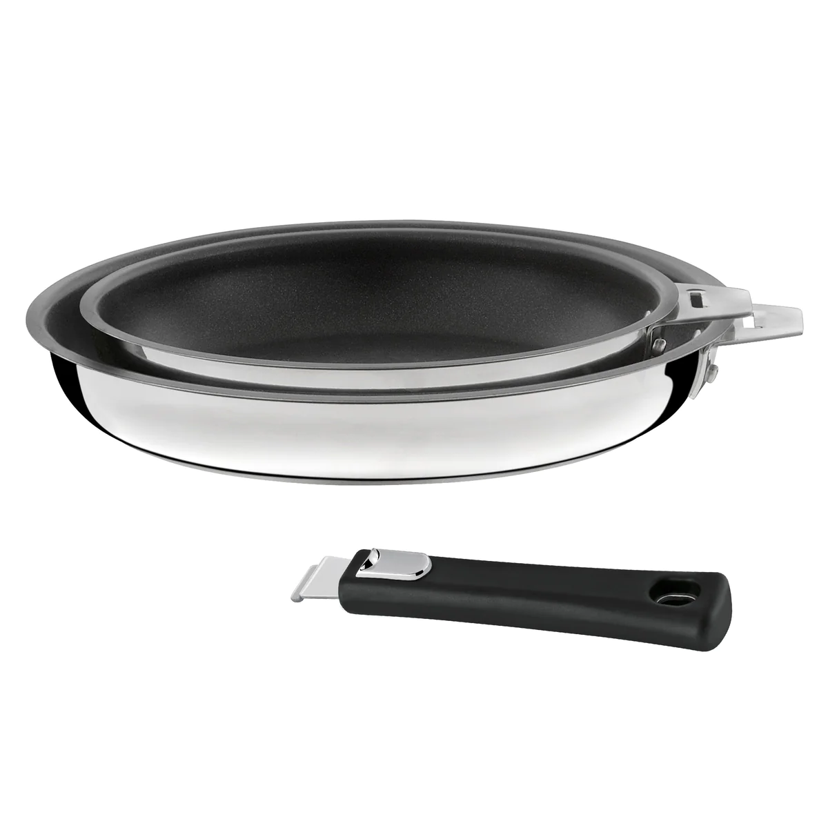 Malice - Série de 2 poêles 20/24cm inox revêtu avec poignée noire Cuis