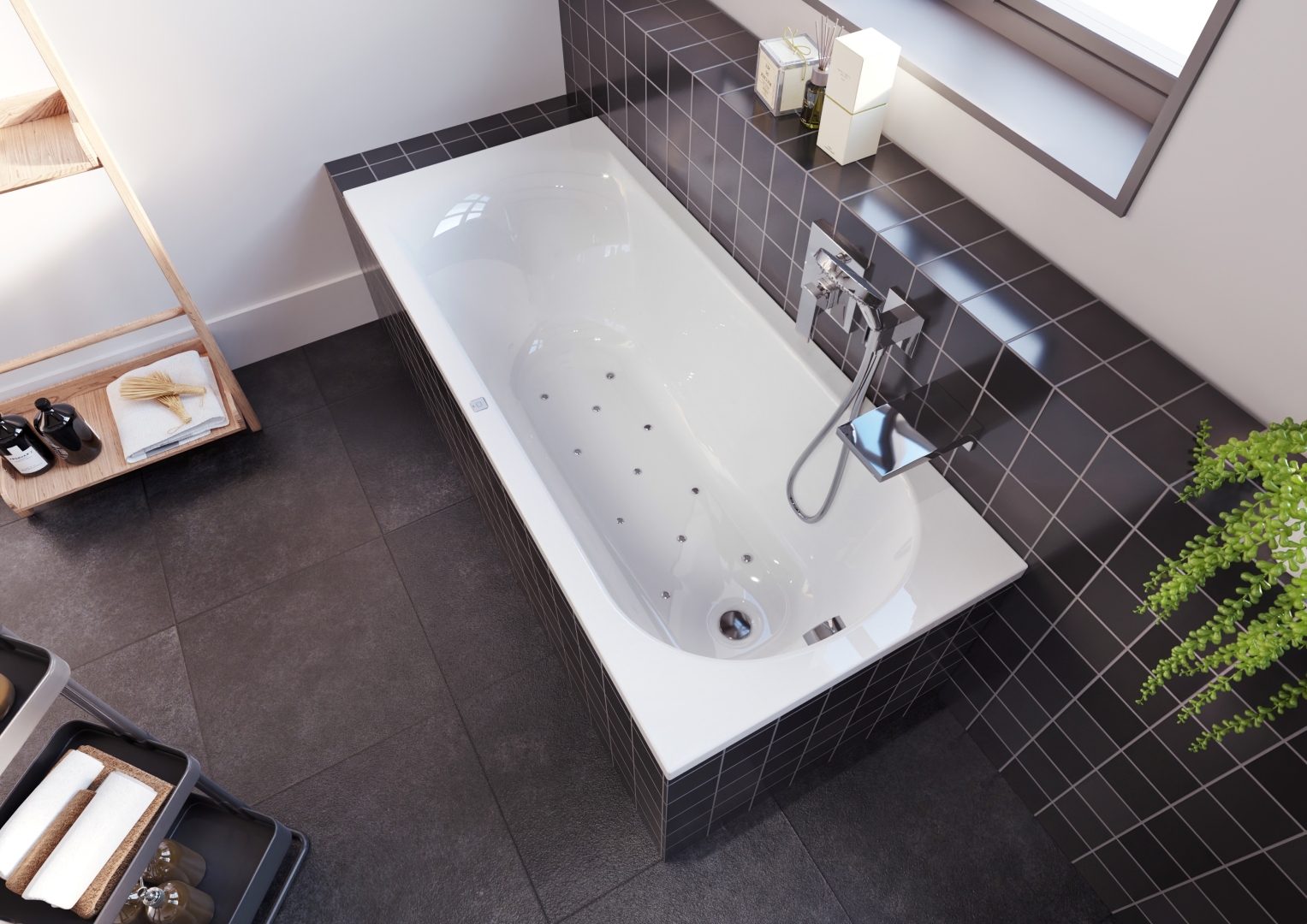 Riho Miami bubbelbad 170x70cm rechts wit glans met 11 aerojets