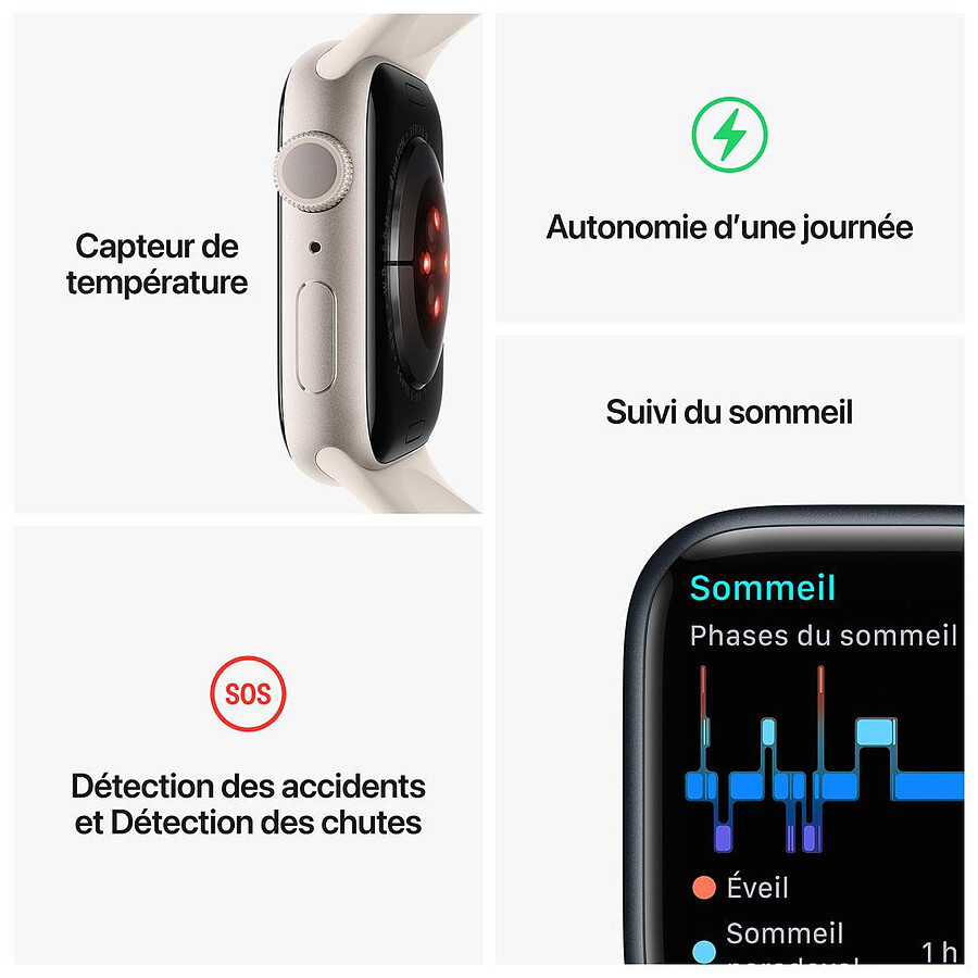 Apple Watch Series 8 GPS + Cellular - Acier Inoxydable Graphite- Bracelet Milanais 41 mm