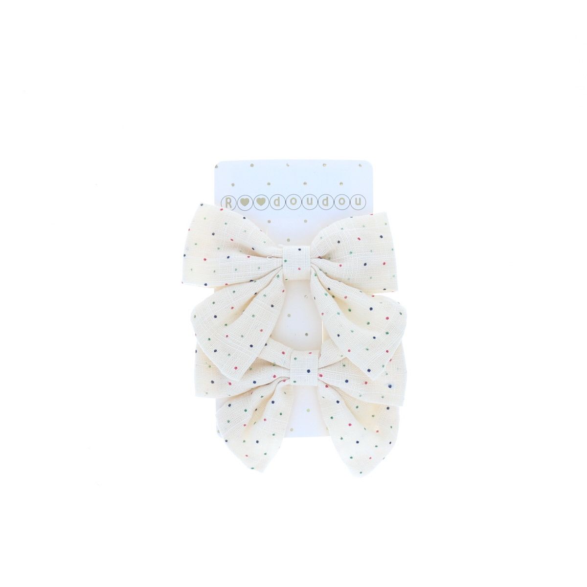 Lot de 2 barrettes à nœud crème à pois  Roodoudou