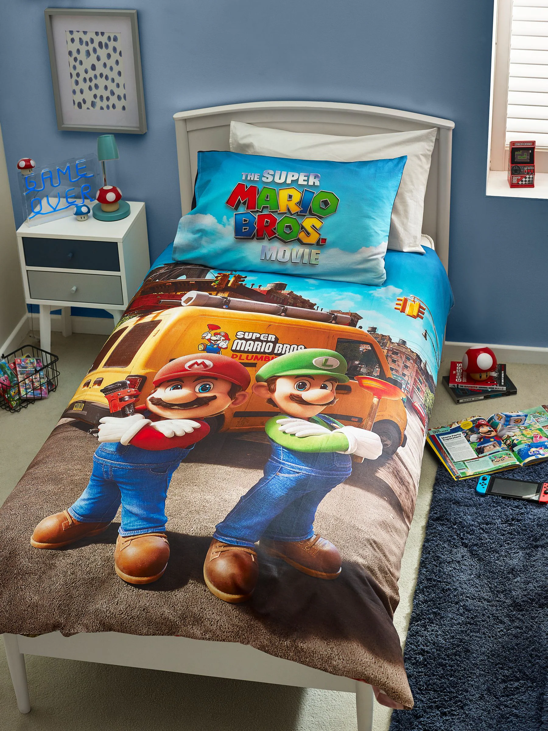 Super Mario eenpersoons dekbedovertrek en kussensloopset van 100% katoen