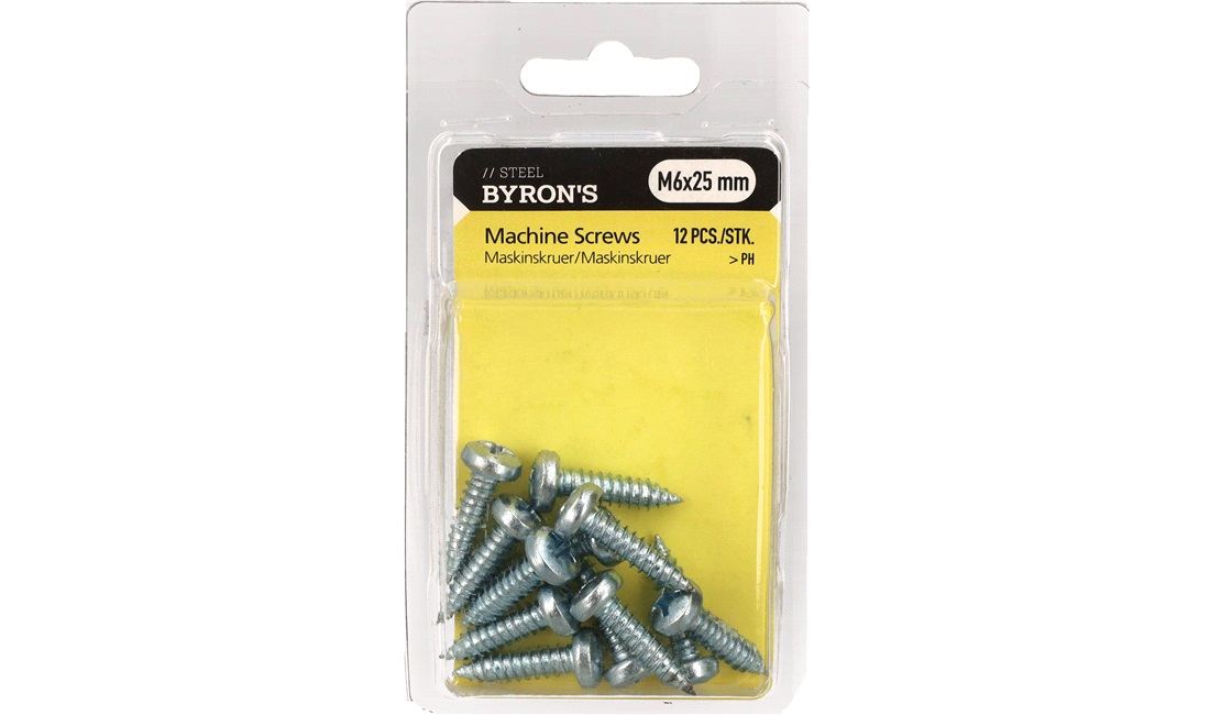 Skruer PH M6x25 mm - 12 stk.