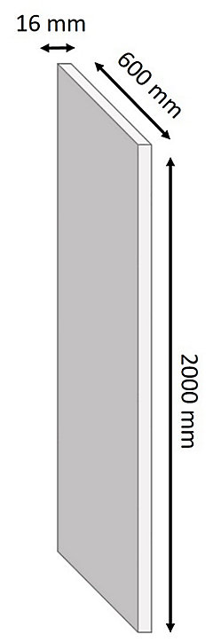 Tablette mélaminé blanc, 200 x 60 cm, ép.16 mm