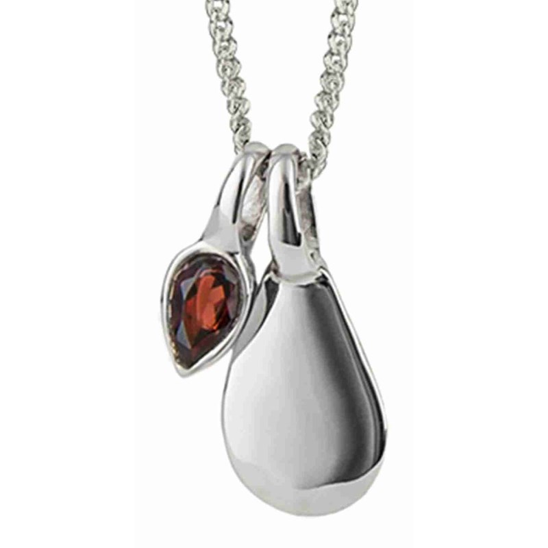 Collier grenat plaqué platine de janvier en argent 925
