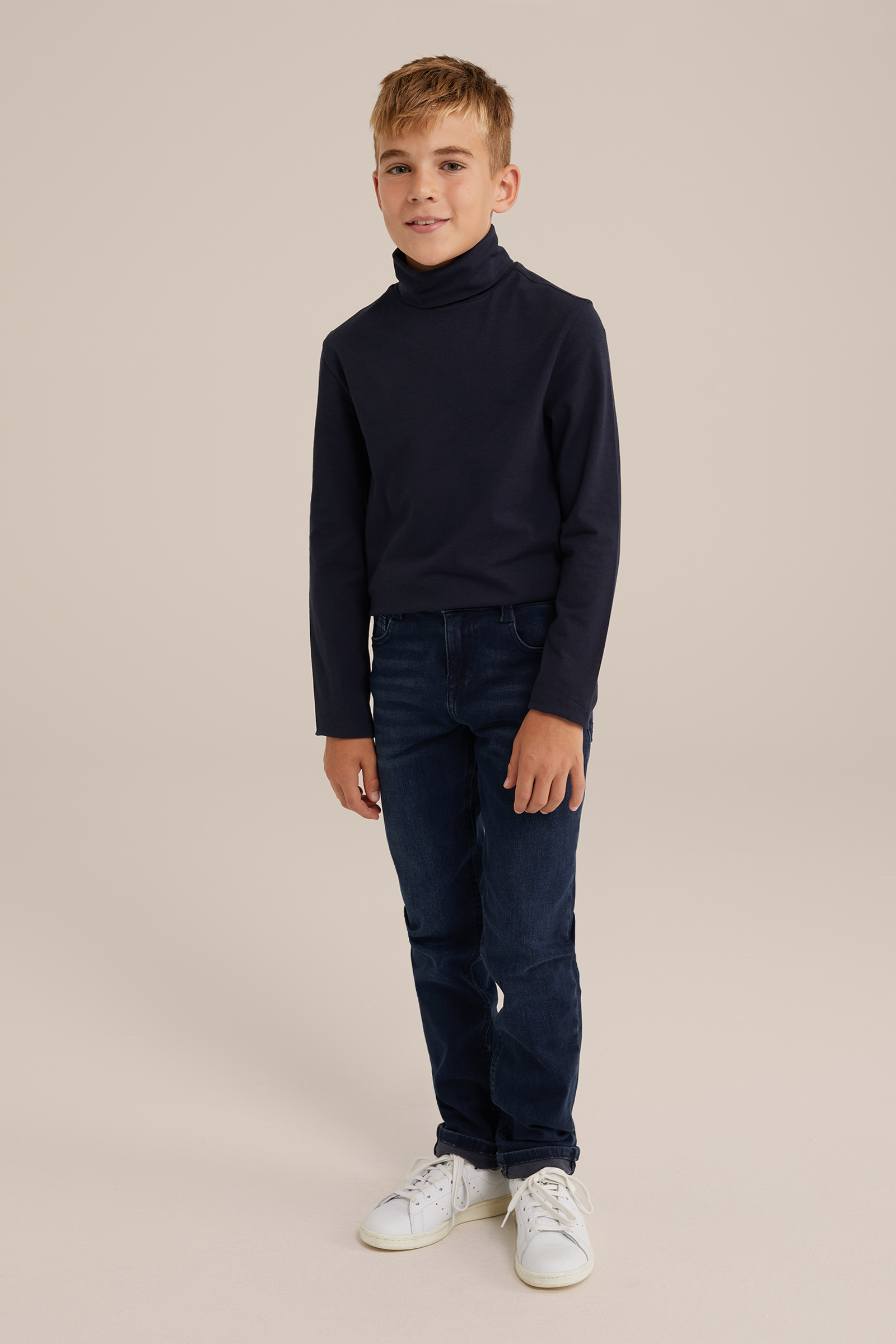 Jongens T-shirt met col WE Fashion Donkerblauw