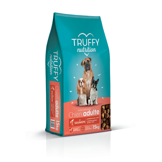 Croquettes au saumon pour chien adulte 15kg
