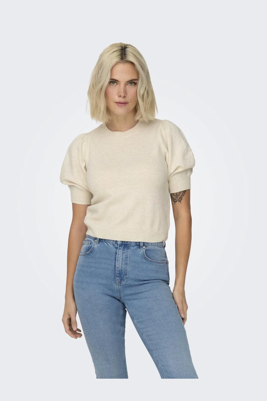 Only Onlrica Life 2/4 Pullover Knt 4456945 birch w melange