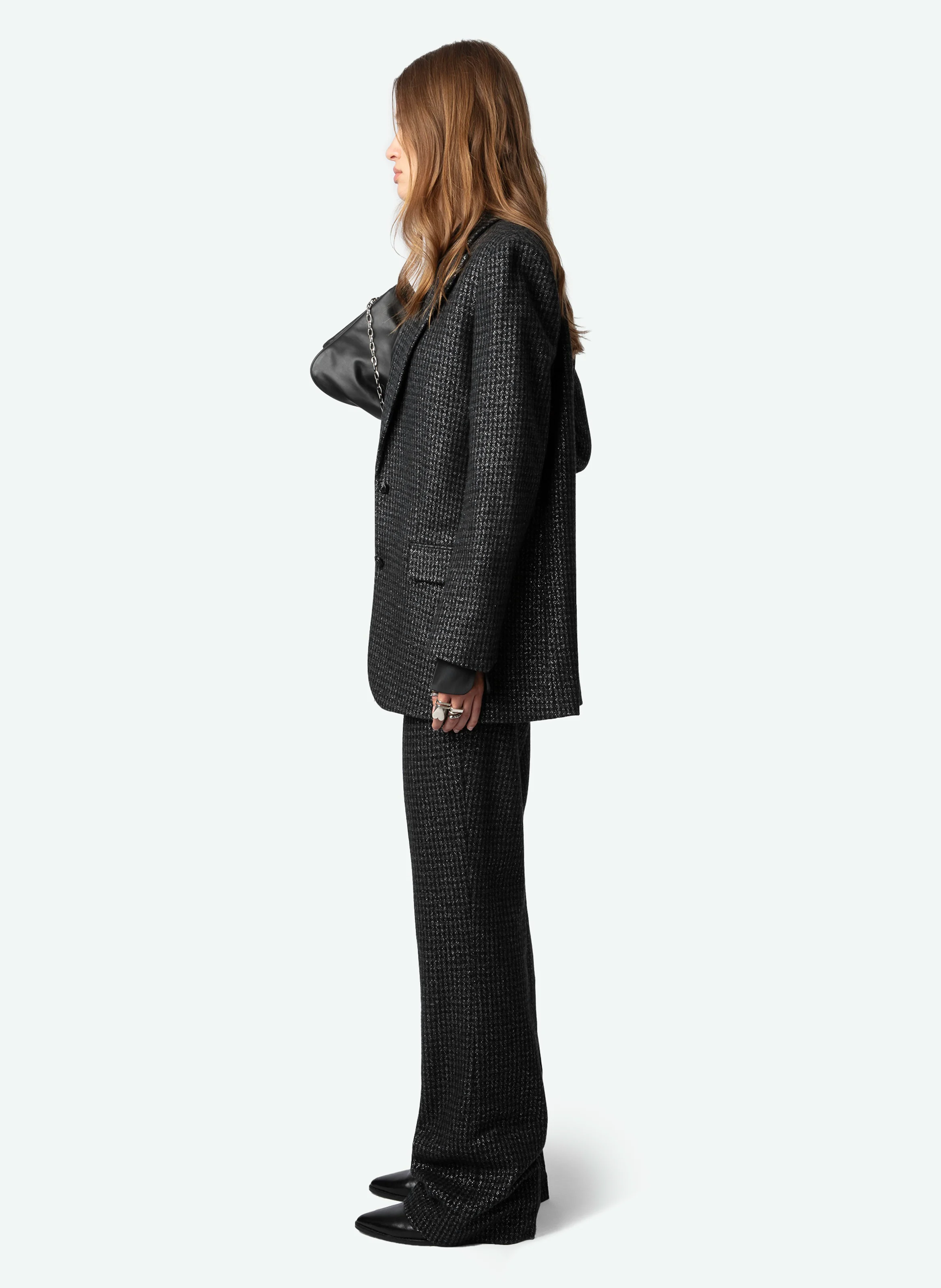 VIVA - Veste tailleur droite en laine recyclée mélangée | Noir