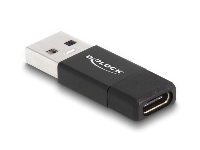 Delock USB-Adapter 3.2 Gen 2 (10 Gbps) USB-A Stecker - USB- Delock USB 3.2 Gen 2 Adapter USB Typ-A Stecker zu USB Type-C Buchse aktiv schwarz