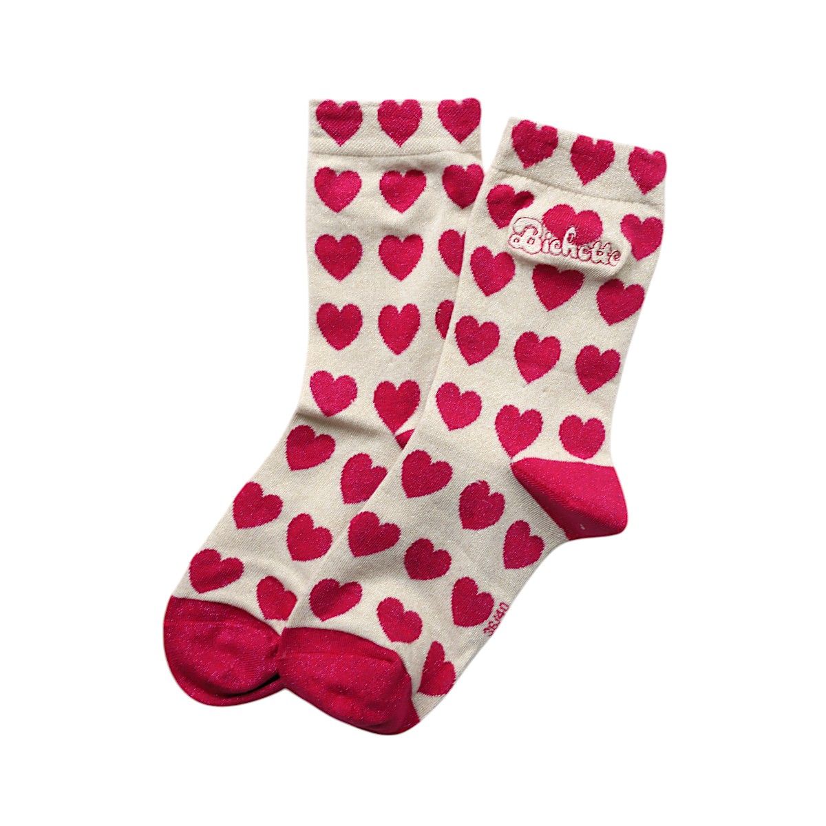 Chaussettes à paillettes adulte cœurs 