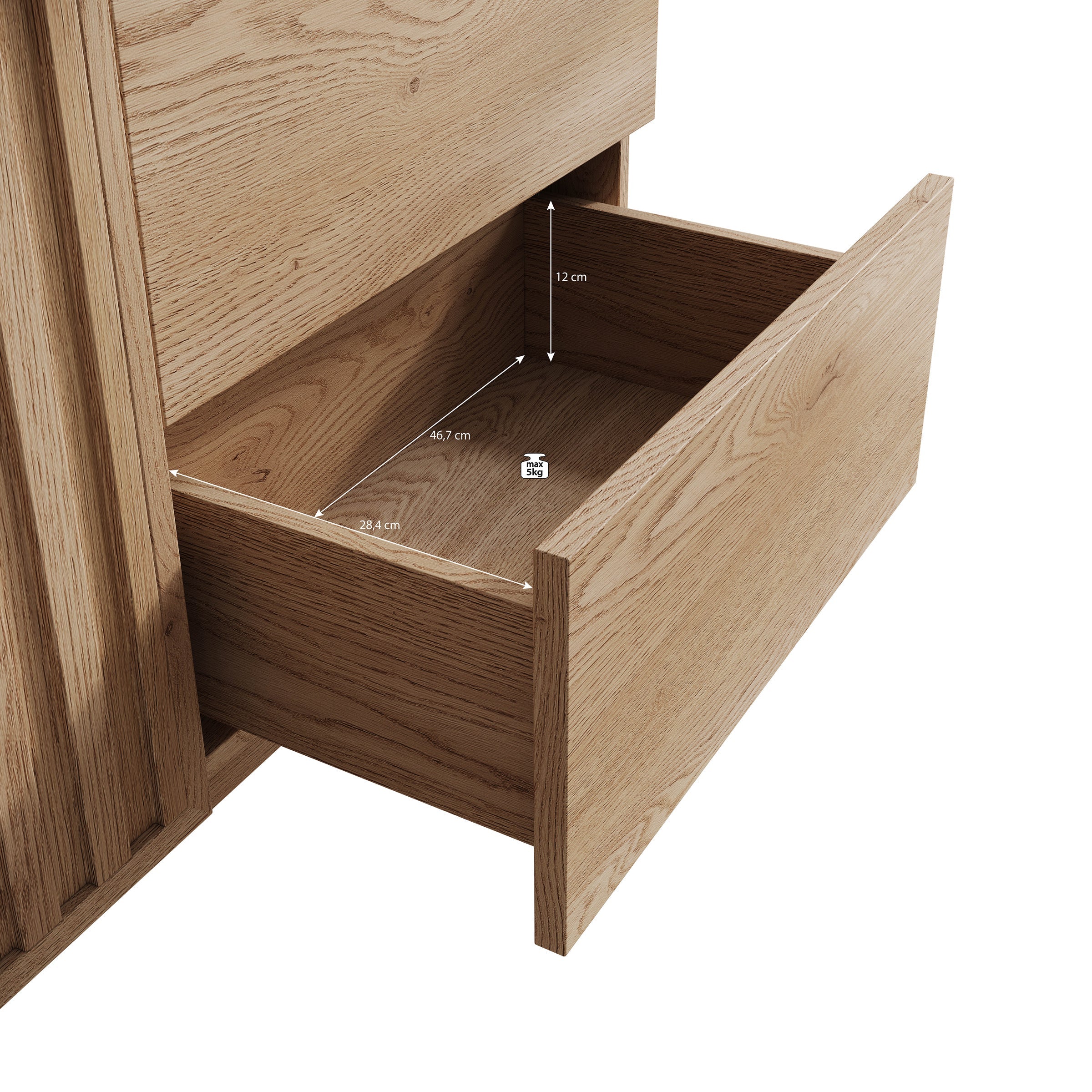 Meubella - Dressoir Storm - Eiken - 106 cm - Met lades