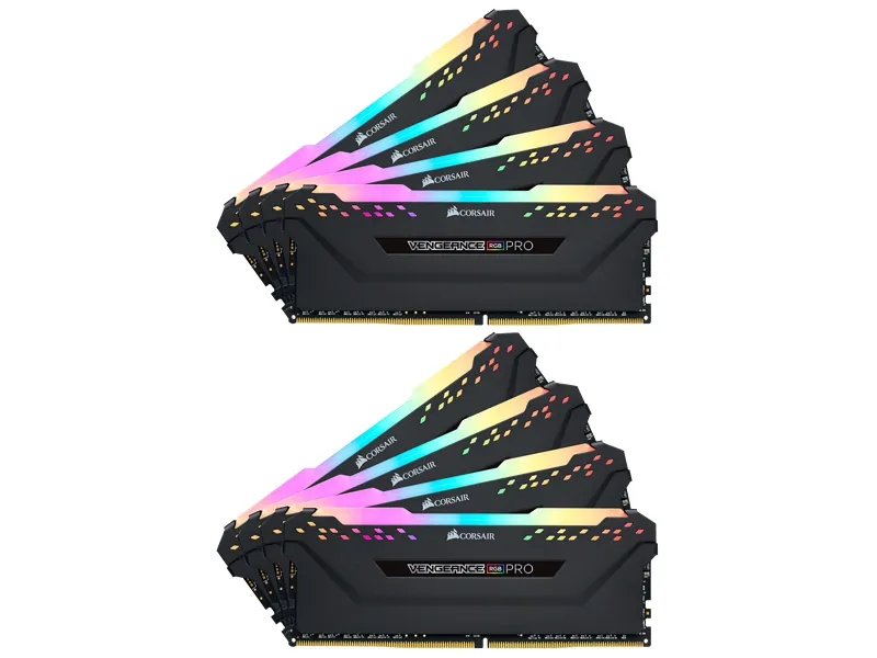 CORSAIR Vengeance RGB PRO - DDR4 - sæt - 32 GB: 4 x 8 GB - DIMM 288-PIN - 3200 MHz / PC4-25600 - CL14 - 1.35 V - ikke bufferet - ikke-ECC - sort