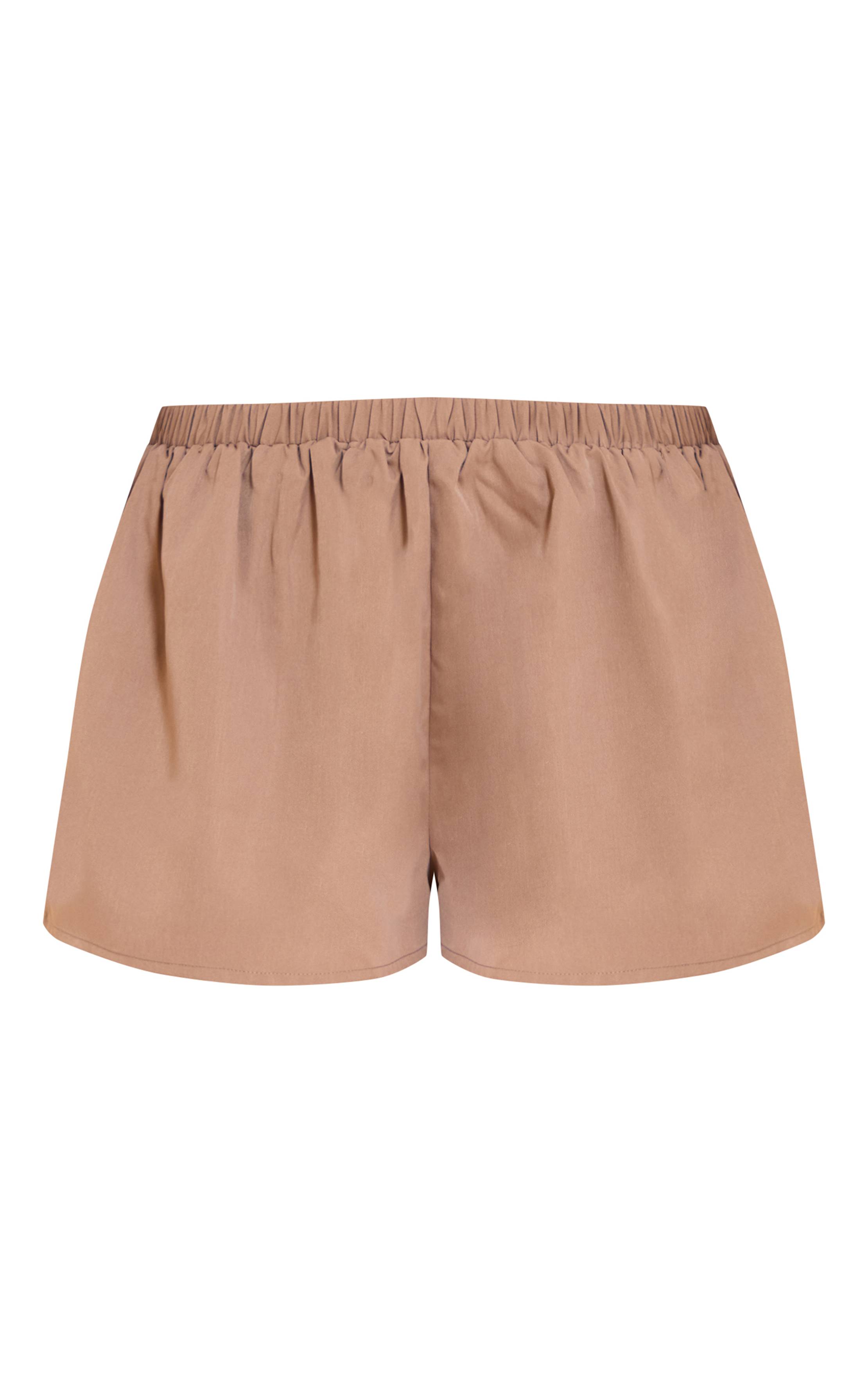 Taupe Short Taille Mi-haute Fluide En Tissu Tissé