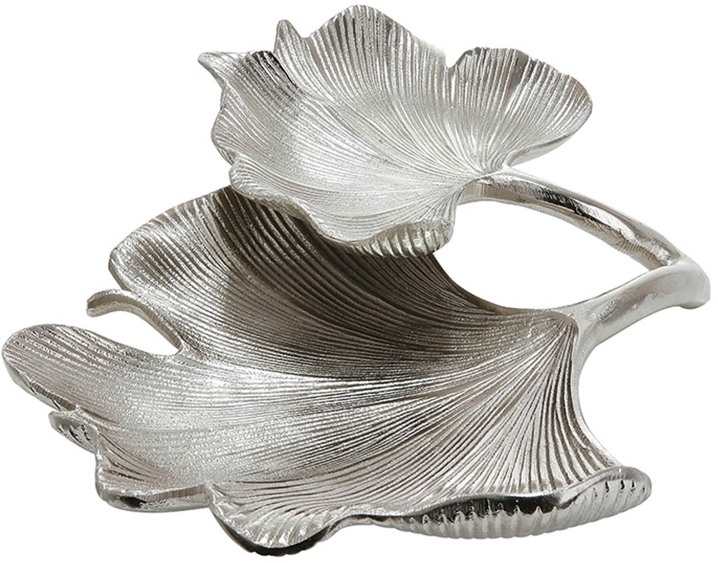 GILDE Dekoschale »Schale Ginkgo Blatt, silber« silberfarben