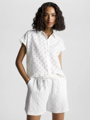 Camisa de manga curta com monograma e efeito burnout
