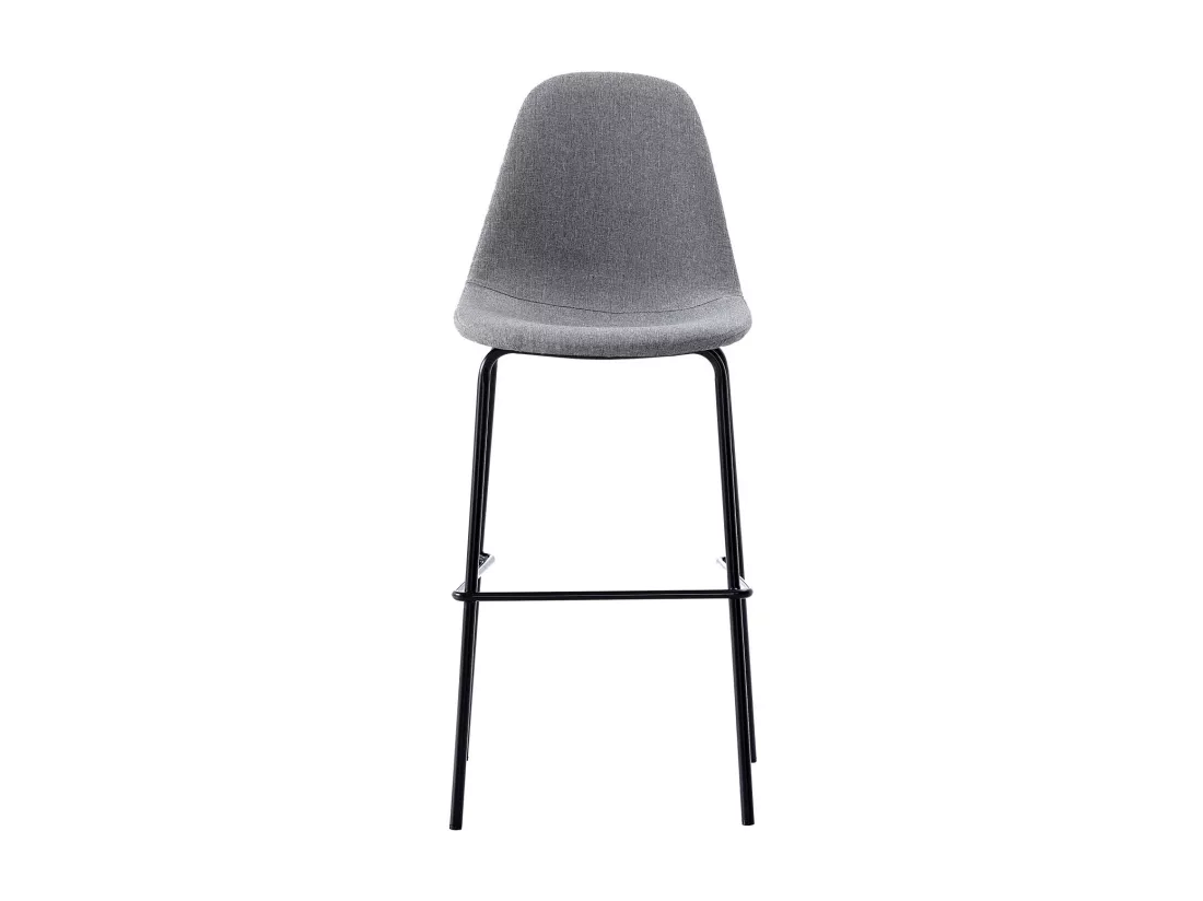 VEGAS - Chaise de bar tissu gris pieds métal noir (x2)