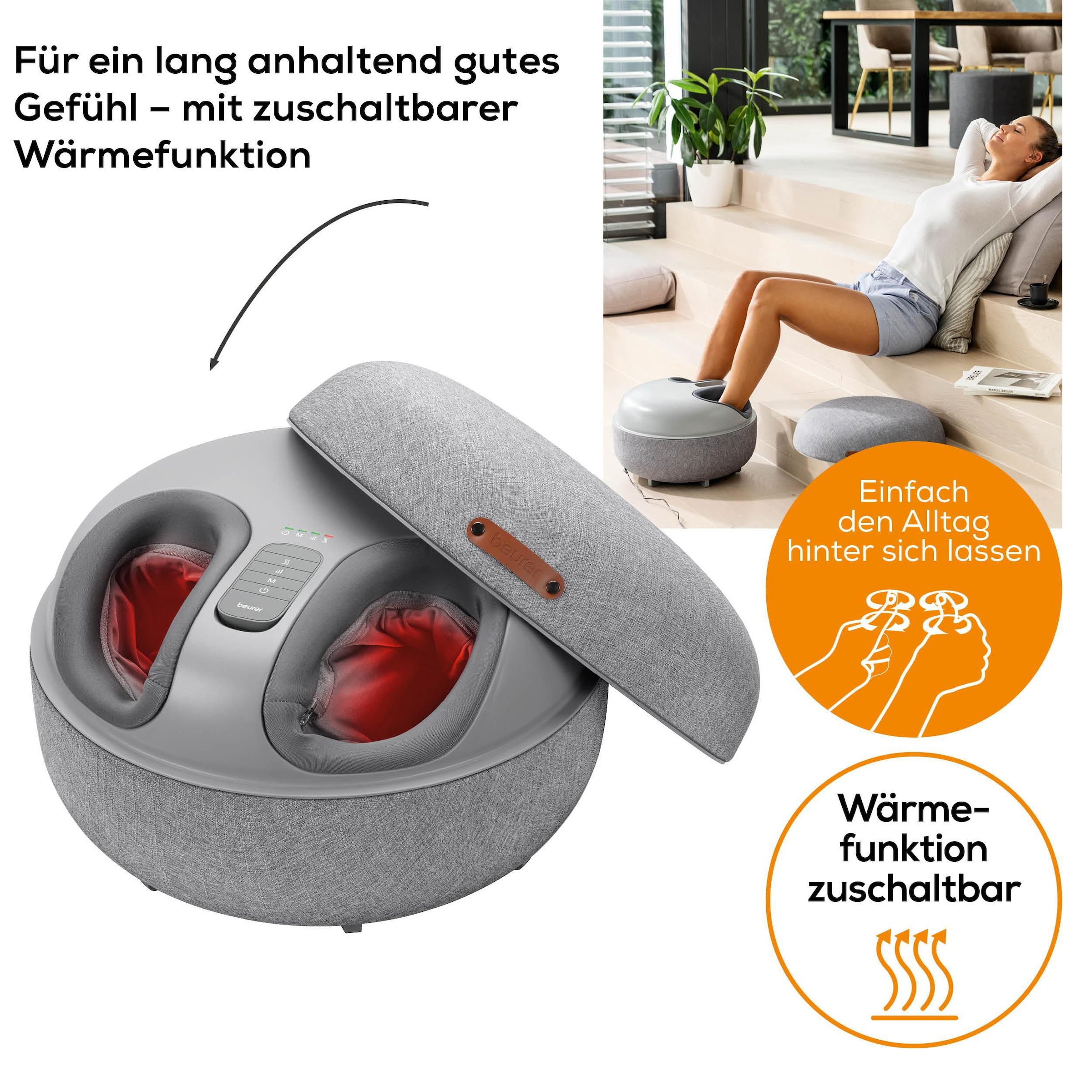 BEURER Shiatsu-Fussmassagegerät »FM 120 2-in-1: stylischer Hocker und Massagegerät« Mit Luftkompressionsmassage und Shiatsu-Massage, inkl. Wärmefunktion