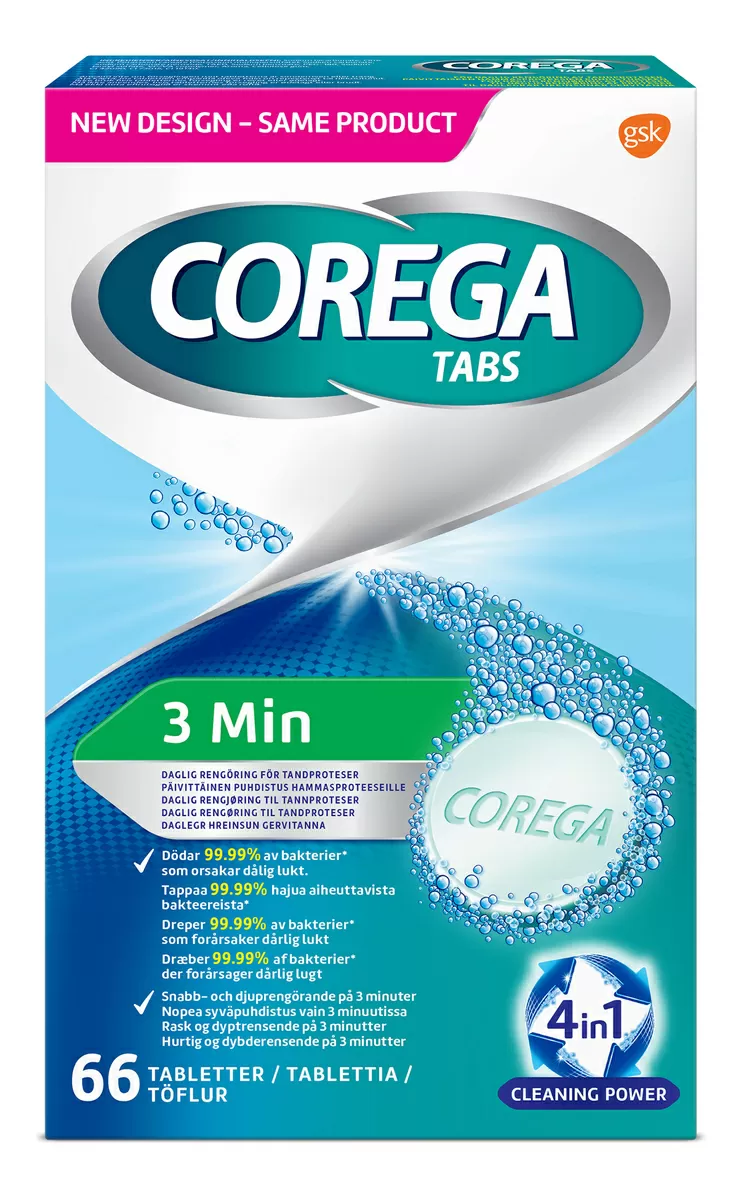 Corega Tabs 3 minutes - 66 stk.