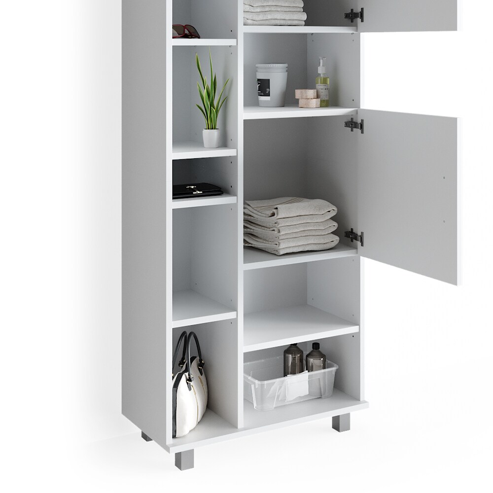 VICCO Badschrank ILIAS 190 x 60 cm Weiß - Hochschrank Regal Badregal