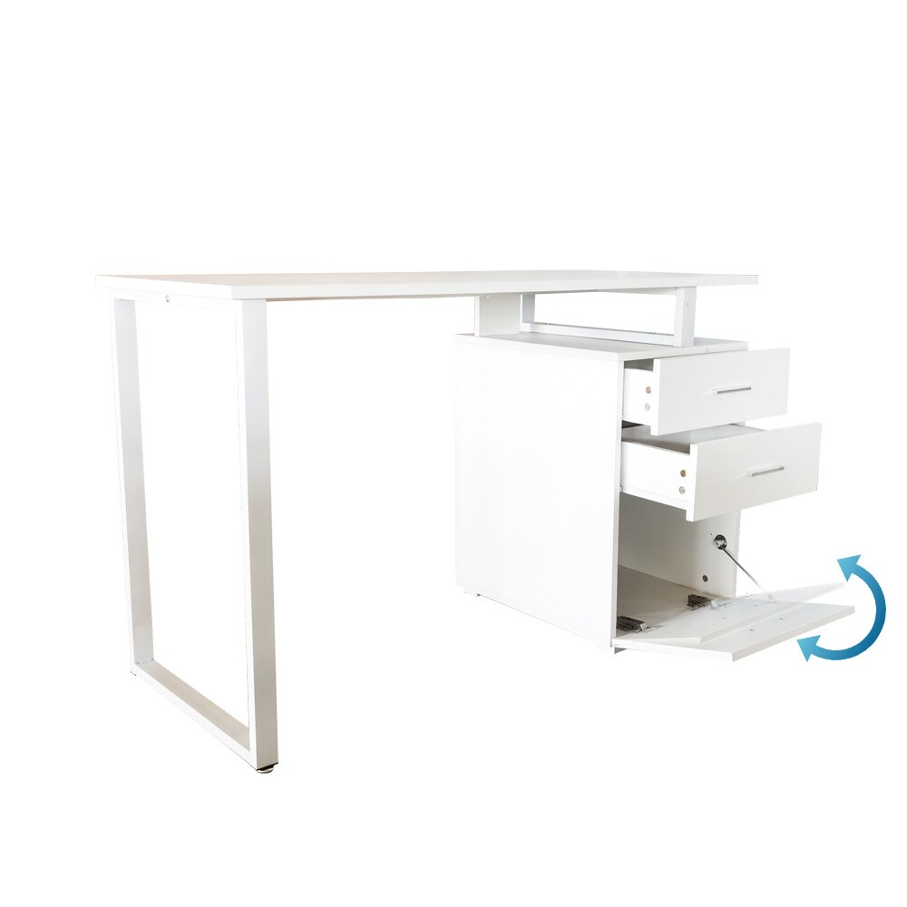 Schreibtisch EASY WORK V Melaminharzbeschichtete Spanplatte, Gestell pulverbeschichteter Stahl hjh OFFICE