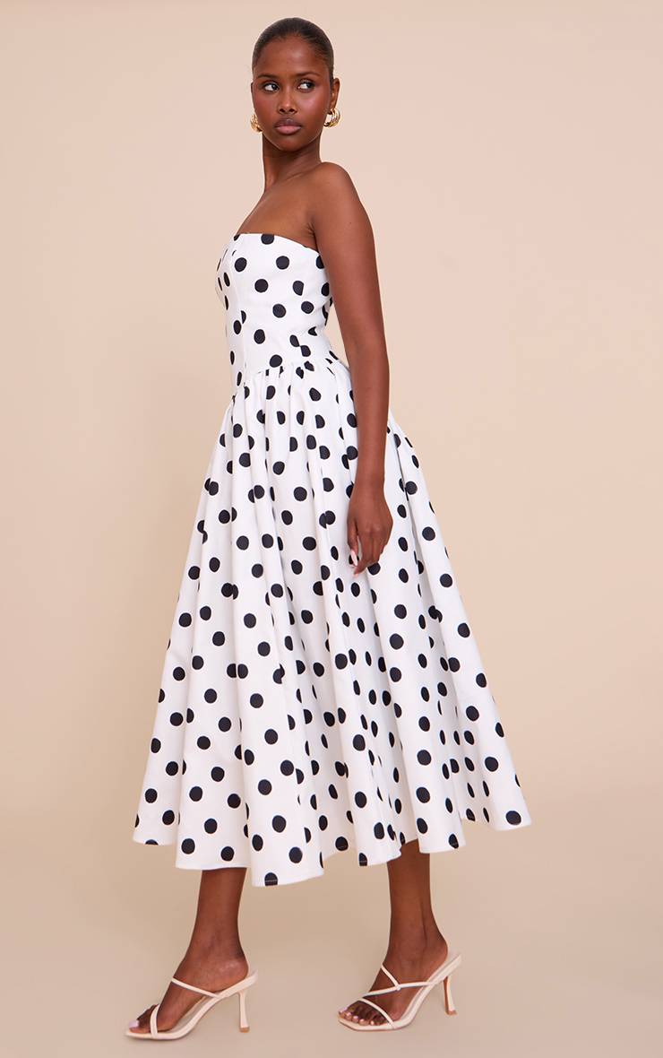 Monochrome Robe Patineuse Mi-longue À Bandeau Froncé En Tissu Tissé
