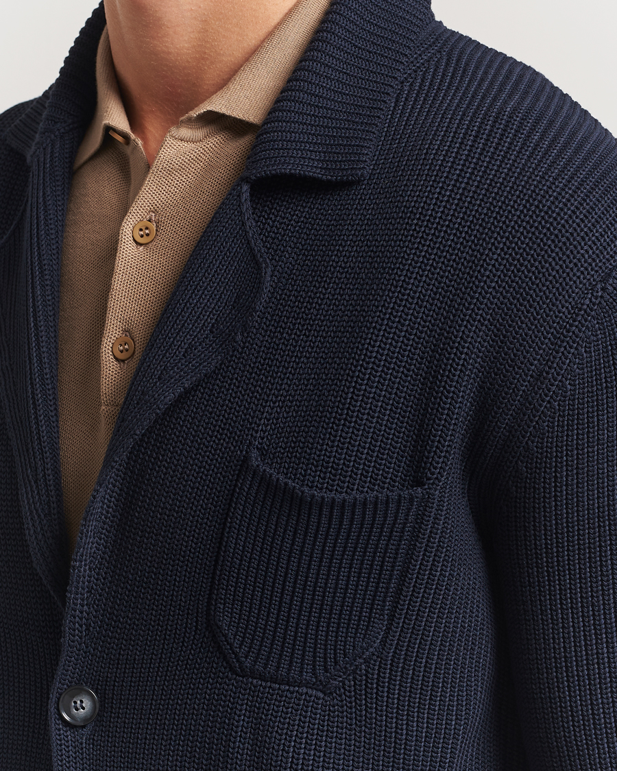 Oscar Jacobson Camron Cotton Cardigan Navy